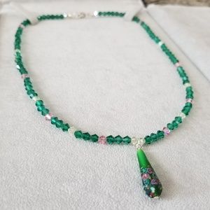 Handmade Green Glass Beaded Necklace